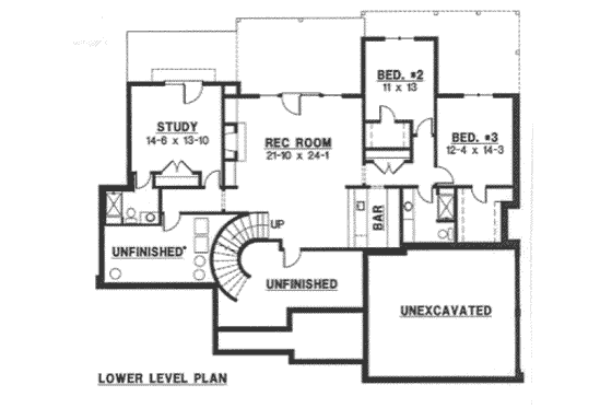 Floor Plan - Lower Floor for Traditional House Plan #67-757 - 4 bed, 3.5 bath