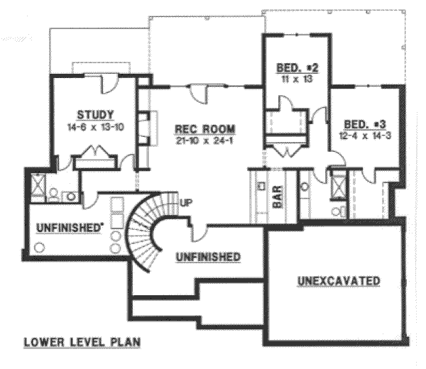 Traditional Floor Plan - Lower Floor Plan #67-757