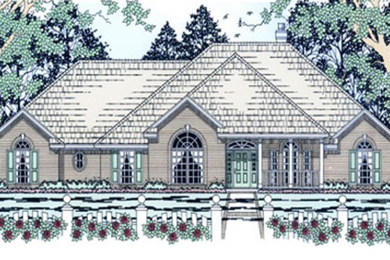 Exterior - Front Elevation for European House Plan #42-384 - 4 bed, 2.5 bath