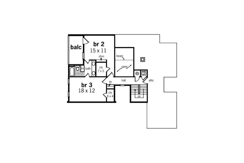 Home Plan - Floor Plan - Upper Floor for Mediterranean House Plan #45-349 - 3 bed, 2 bath