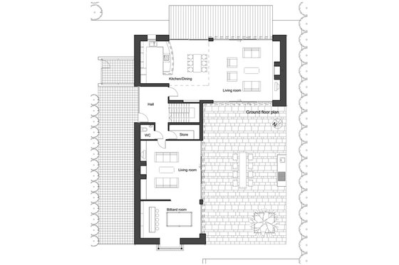Floor Plan - Main Floor for European House Plan #520-8 - 4 bed, 3 bath