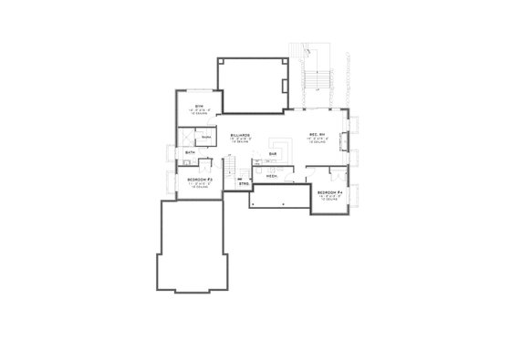 Floor Plan - Lower Floor for Craftsman House Plan #1086-7 - 2 bed, 2.5 bath
