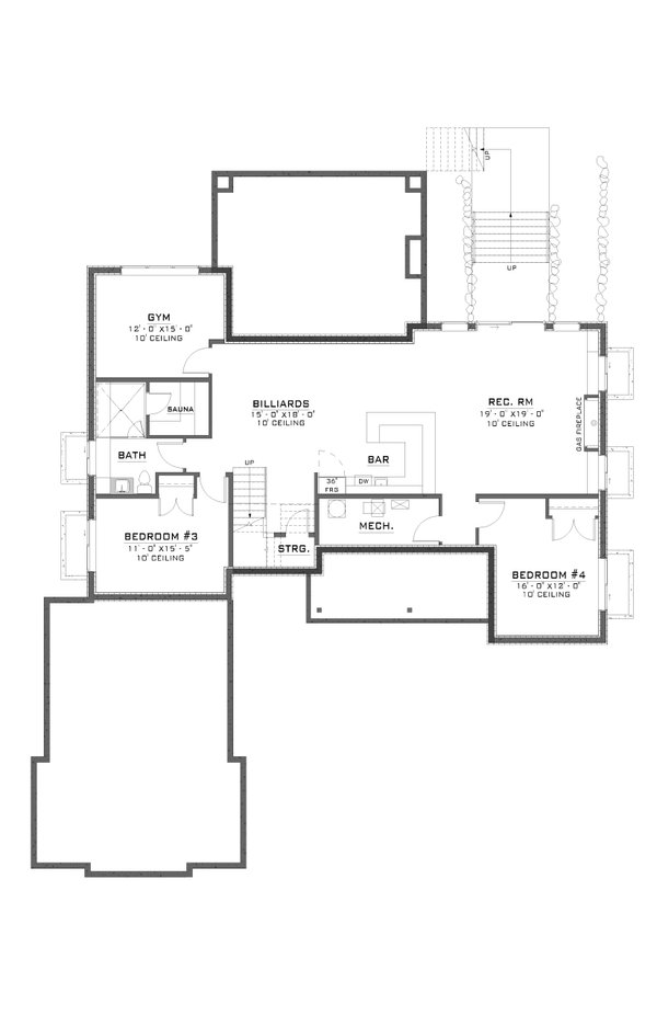 Craftsman Floor Plan - Lower Floor Plan #1086-7