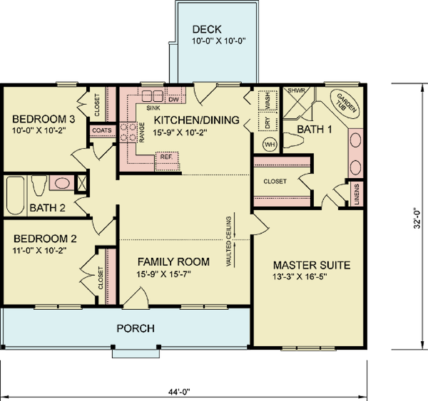 House Blueprint - Ranch Floor Plan - Main Floor Plan #54-603