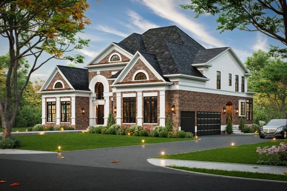 Exterior - Front Elevation 3 for European House Plan #119-237 - 4 bed, 4 bath