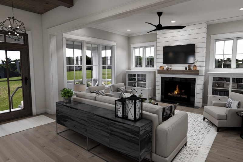Architectural House Design - Interior - Family Room 1 for Farmhouse House Plan #51-1261 - 3 bed, 3.5 bath