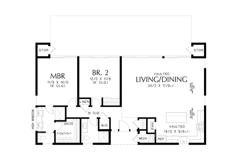 Home Plan - Floor Plan - Main Floor for Contemporary House Plan #48-1167 - 2 bed, 2 bath