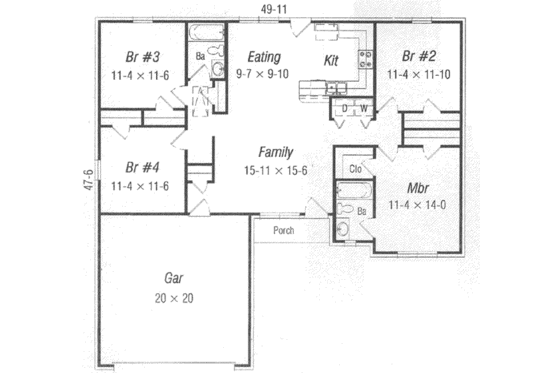 Floor Plan - Main Floor for Traditional House Plan #329-141 - 4 bed, 2 bath