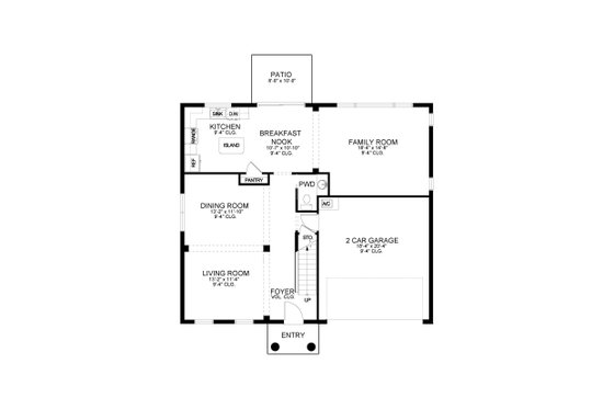 Floor Plan - Main Floor for Traditional House Plan #1058-200 - 3 bed, 3.5 bath