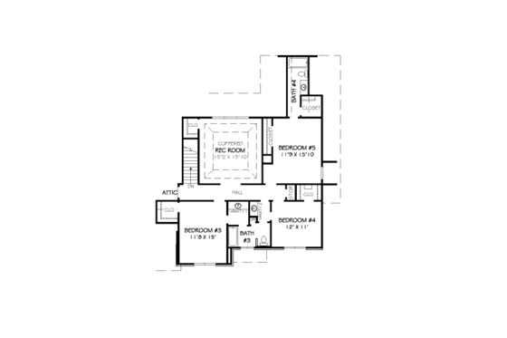 Floor Plan - Upper Floor for Traditional House Plan #424-357 - 5 bed, 4 bath