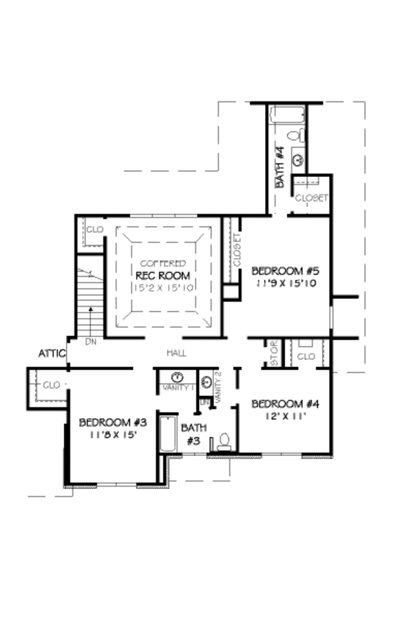 Traditional Floor Plan - Upper Floor Plan #424-357