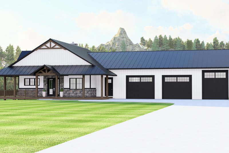 House Blueprint - Exterior - Front Elevation 4 for Barndominium House Plan #1064-388 - 3 bed, 3 bath