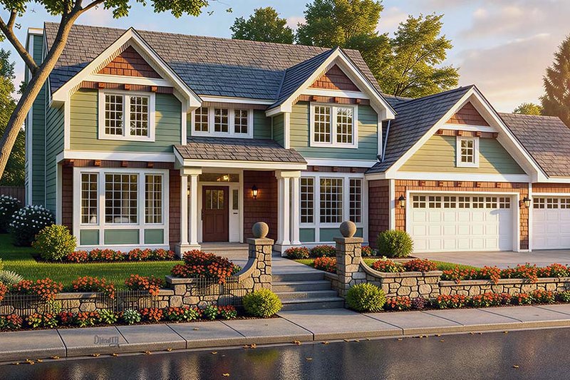 Exterior - Front Elevation for Craftsman House Plan #312-146 - 3 bed, 2.5 bath