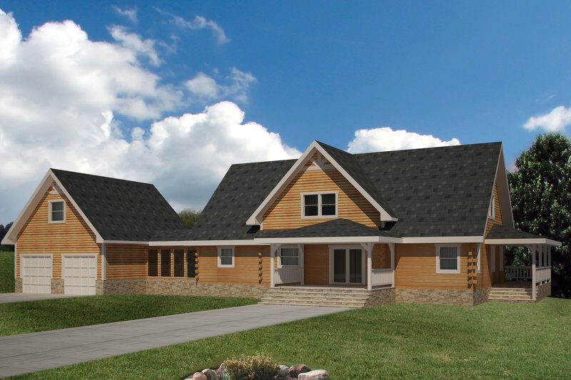 Home Plan - Log Exterior - Front Elevation Plan #117-591