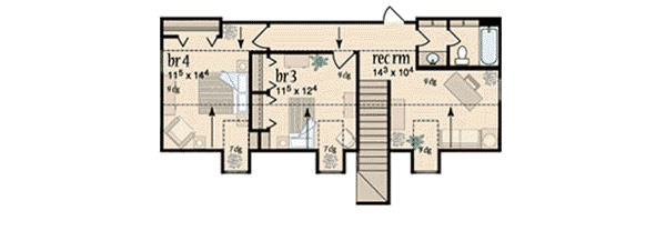 Farmhouse Floor Plan - Upper Floor Plan #36-215
