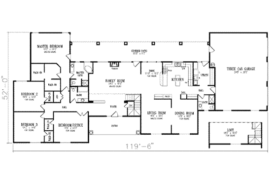 Floor Plan - Main Floor for Adobe / Southwestern House Plan #1-854 - 4 bed, 3 bath