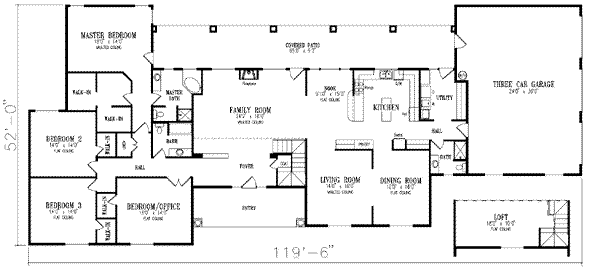 Adobe / Southwestern Floor Plan - Main Floor Plan #1-854