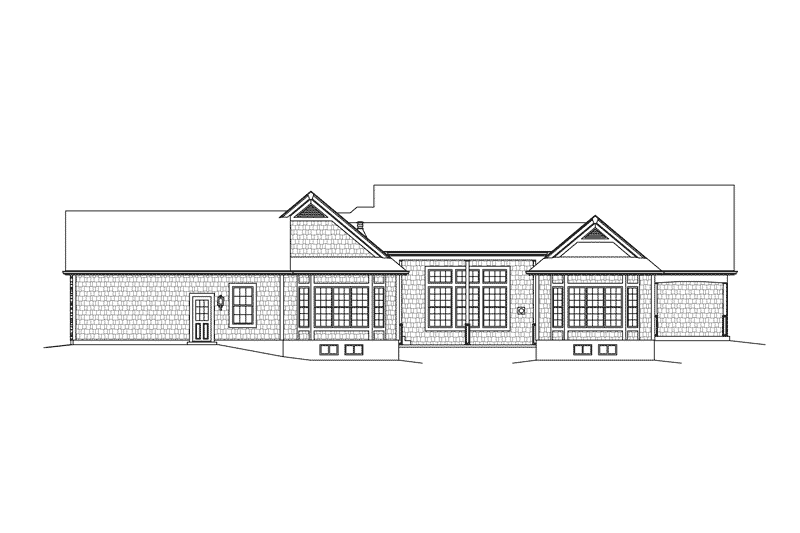 Architectural House Design - Exterior - Rear Elevation for Ranch House Plan #57-620 - 3 bed, 2.5 bath