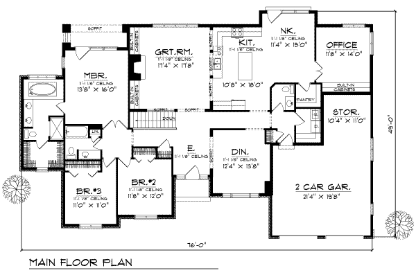 Home Plan - Traditional Floor Plan - Main Floor Plan #70-373