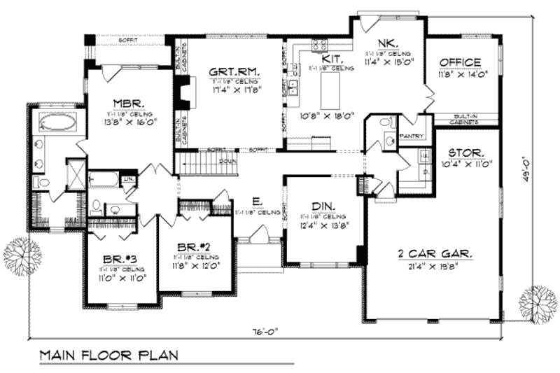 Dream House Plan - Floor Plan - Main Floor for Traditional House Plan #70-373 - 3 bed, 2.5 bath