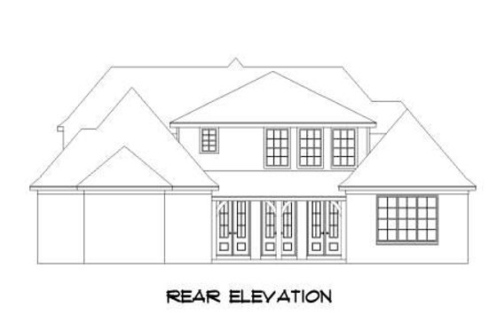 Exterior - Rear Elevation for European House Plan #424-15 - 4 bed, 3.5 bath