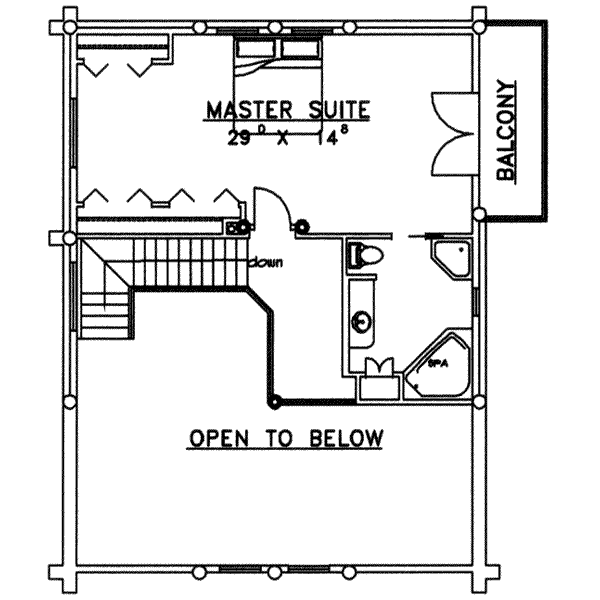 House Design - Log Floor Plan - Upper Floor Plan #117-127