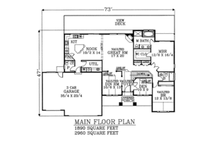 Floor Plan - Main Floor for Ranch House Plan #53-303 - 4 bed, 3.5 bath