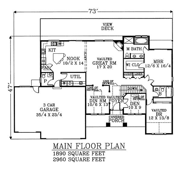 Ranch Floor Plan - Main Floor Plan #53-303