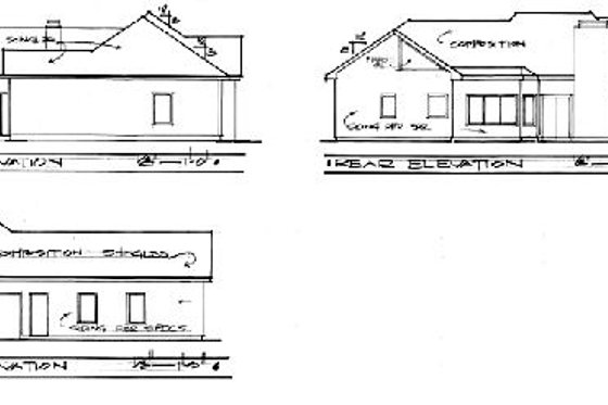 Exterior - Rear Elevation for European House Plan #56-142 - 4 bed, 2 bath