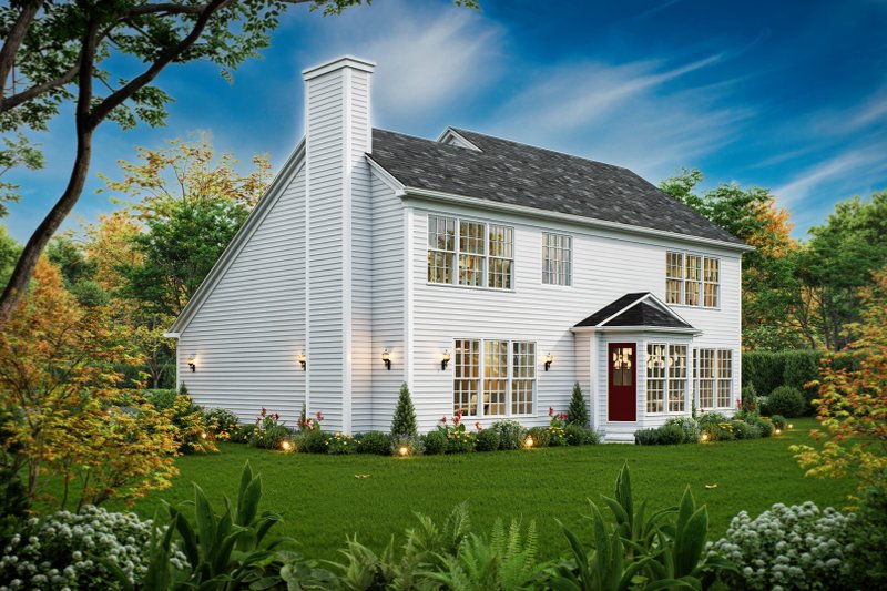 Dream House Plan - Exterior - Rear Elevation for Colonial House Plan #54-712 - 4 bed, 2 bath