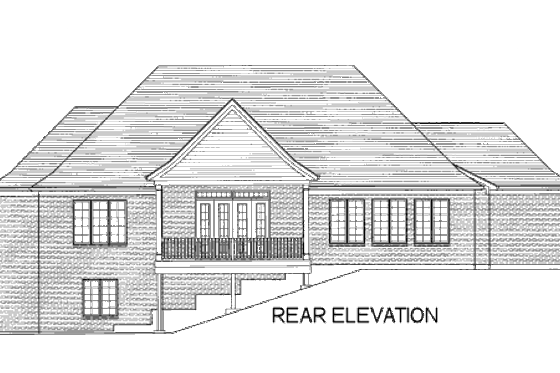 Exterior - Rear Elevation for European House Plan #46-444 - 3 bed, 2.5 bath