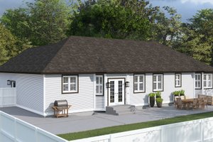 Exterior - Rear Elevation 1 for Farmhouse House Plan #1060-218 - 3 bed, 2 bath