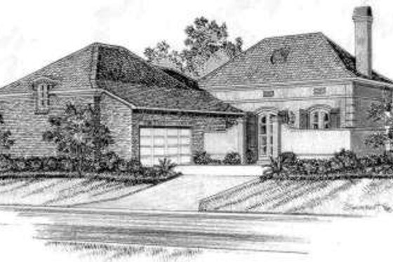 Exterior - Front Elevation for European House Plan #301-103 - 3 bed, 2.5 bath