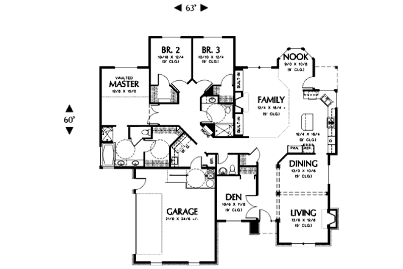House Plan Design - Floor Plan - Main Floor for Craftsman House Plan #48-287 - 3 bed, 2.5 bath
