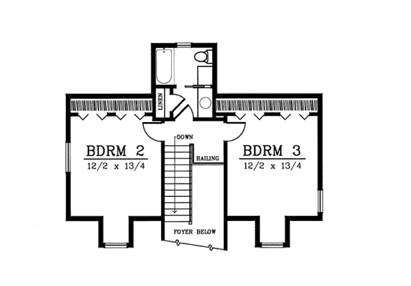 Colonial Floor Plan - Upper Floor Plan #101-203