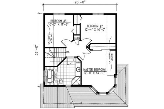 Floor Plan - Upper Floor for Victorian House Plan #138-201 - 3 bed, 1.5 bath