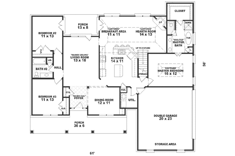 Architectural House Design - Floor Plan - Main Floor for Country House Plan #81-312 - 3 bed, 2 bath