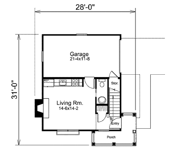 Cottage Floor Plan - Main Floor Plan #57-392