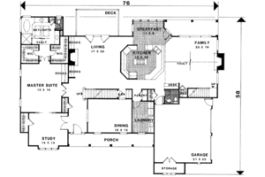 Floor Plan - Main Floor for European House Plan #56-229 - 4 bed, 3.5 bath