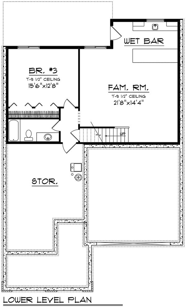 Craftsman Floor Plan - Lower Floor Plan #70-1513