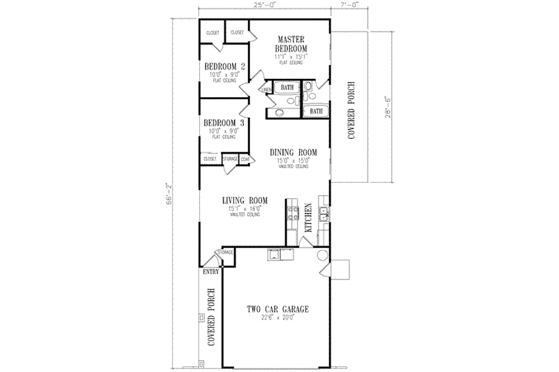 Architectural House Design - Floor Plan - Main Floor for Mediterranean House Plan #1-171 - 3 bed, 2 bath