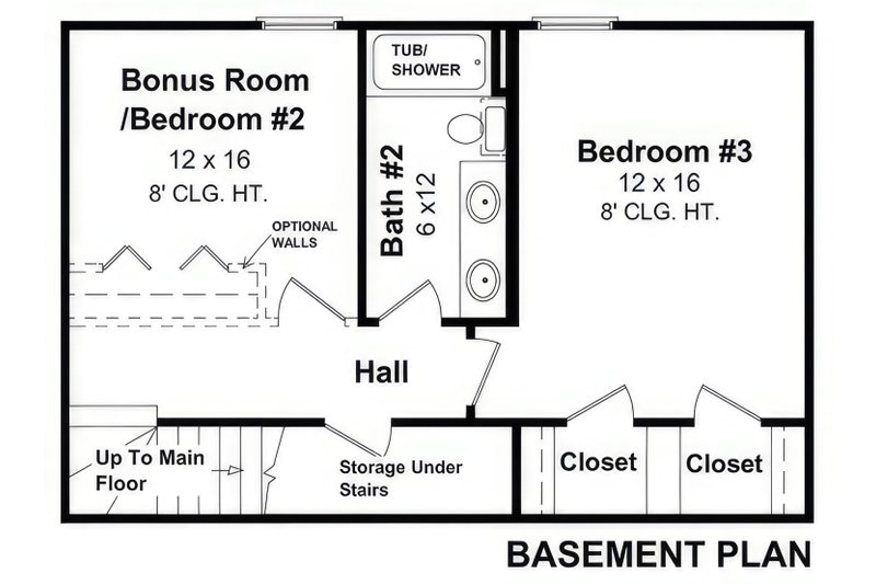 House Blueprint - Floor Plan - Lower Floor for Farmhouse House Plan #21-592 - 3 bed, 2 bath