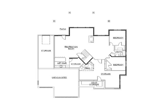 Floor Plan - Lower Floor for European House Plan #5-405 - 7 bed, 5 bath