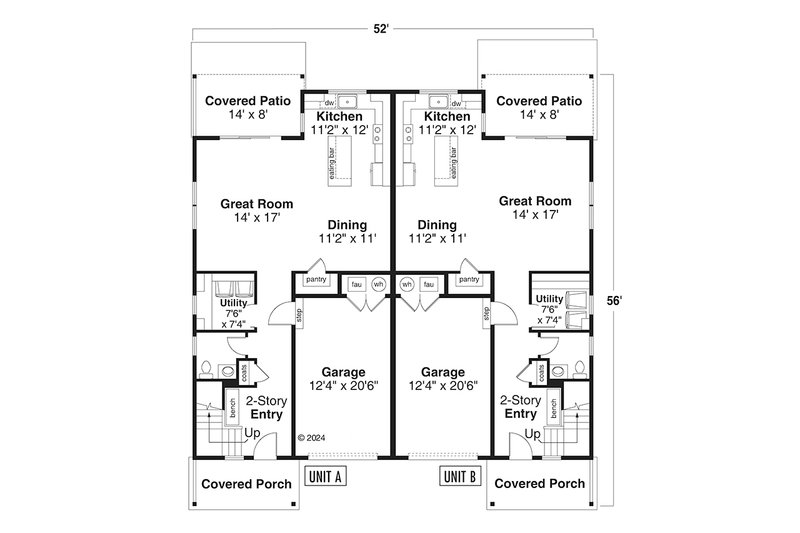 Architectural House Design - Floor Plan - Main Floor for Craftsman House Plan #124-1379 - 3 bed, 2.5 bath