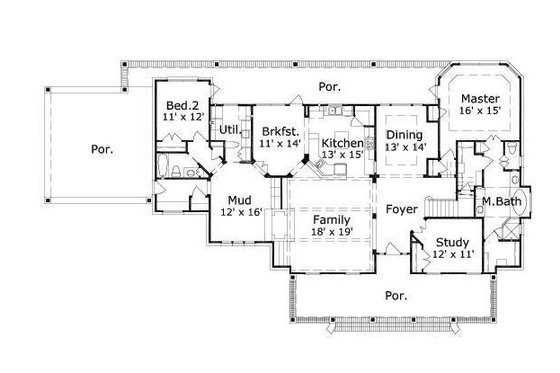 Floor Plan - Main Floor for Traditional House Plan #411-472 - 4 bed, 3 bath