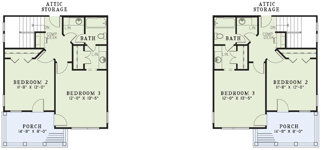 Floor Plan - Upper Floor for Southern House Plan #17-655 - 6 bed, 4.5 bath