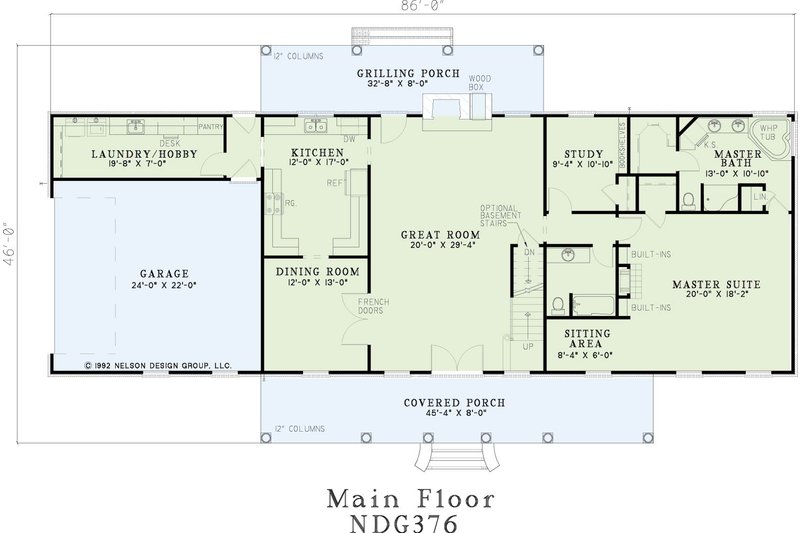 Dream House Plan - Floor Plan - Main Floor for Colonial House Plan #17-3182 - 4 bed, 4 bath