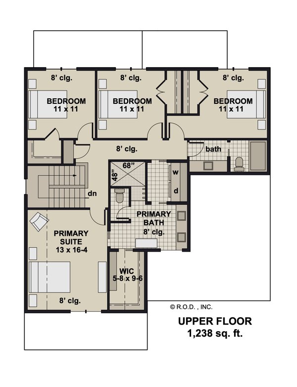 Farmhouse Floor Plan - Upper Floor Plan #51-1351