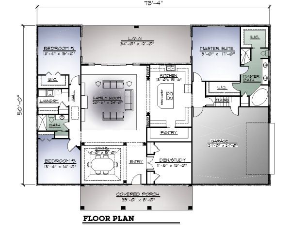 Architectural House Design - Traditional Floor Plan - Main Floor Plan #123-108