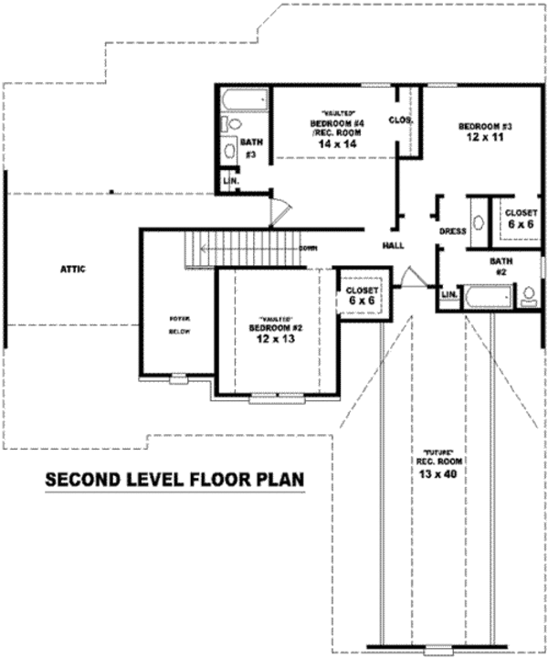 Traditional Floor Plan - Upper Floor Plan #81-886